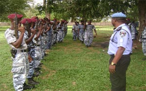 National Police Operational Support Division undergoing pre Election Crowd Control Training.