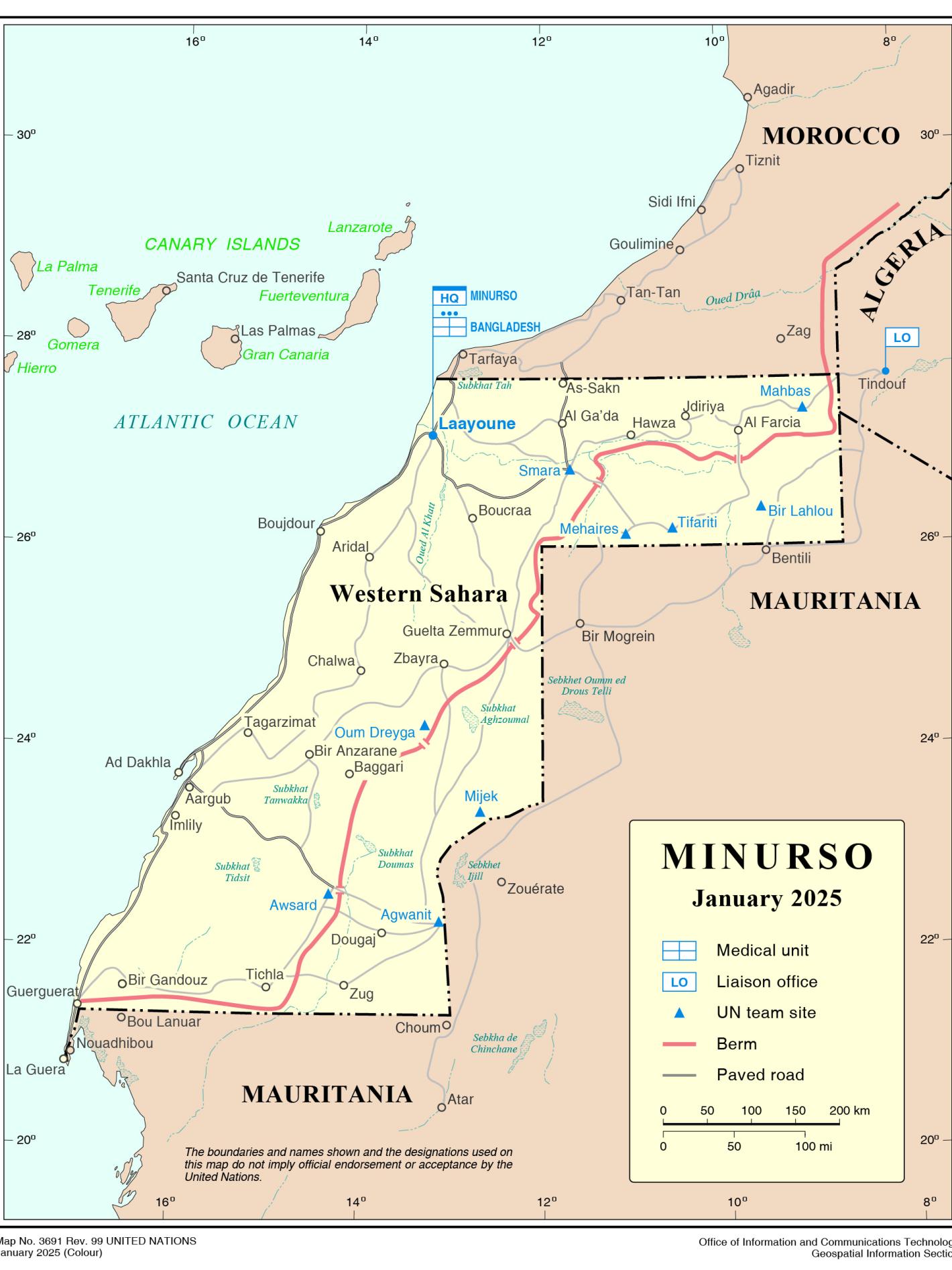 Map of MINURSO's operational area